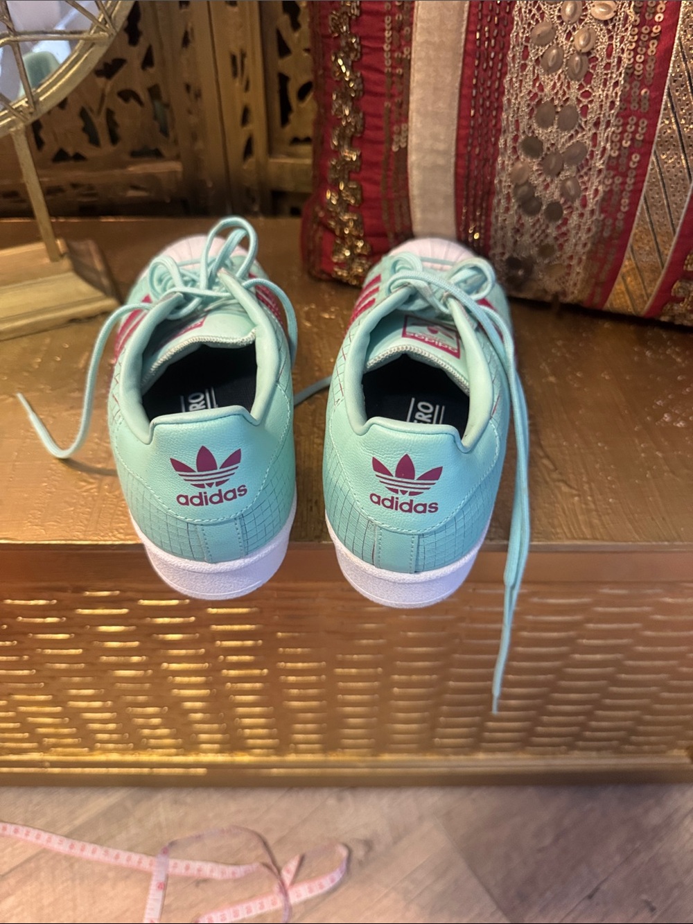 adidas Mint Green & Pink Classic Sneakers